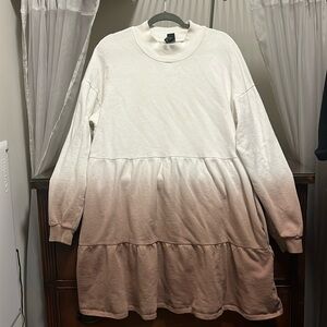 Wild Fable Women's XL White, Tan, and Brown Ombré Long Sleeve Sweatshirt Dress